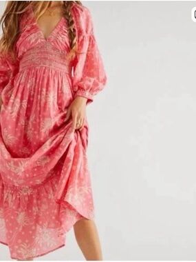 FREE PEOPLE Golden Hour Maxi Dress  (Rose / Pink) Small